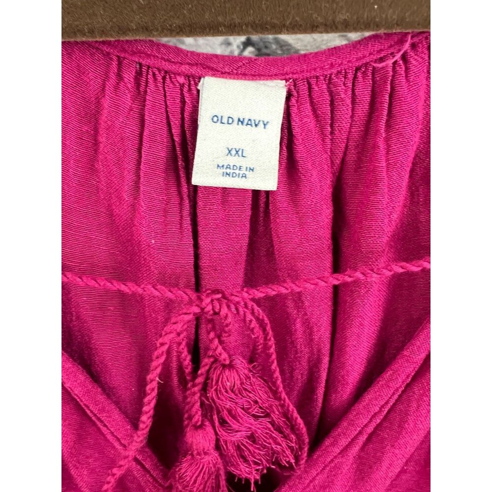 Old Navy Women's Berry Pink Crochet Lace Sleeve Tiered  Midi Dress Size XXL - Picture 8 of 11